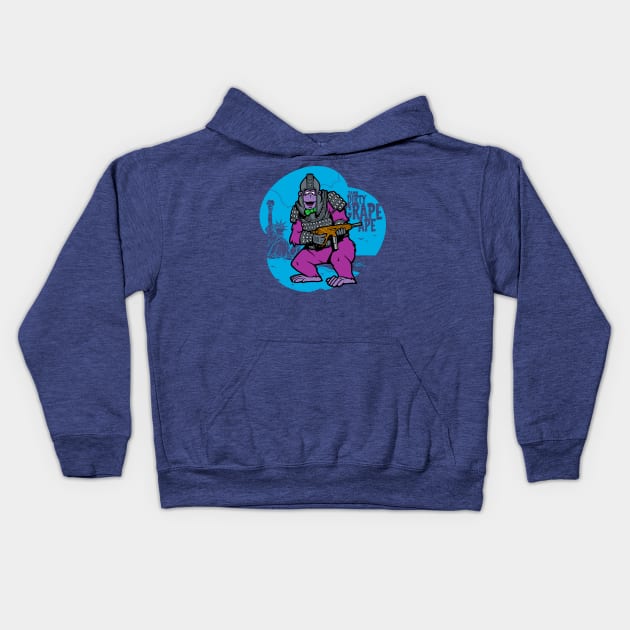 Planet of the Grape Apes Kids Hoodie by Captain_RibMan